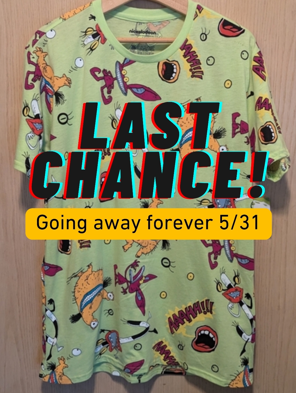 🚨LAST CHANCE: Nickelodeon Aaahh Real Monsters Short Sleeve Tee, Adult L Tshirt
